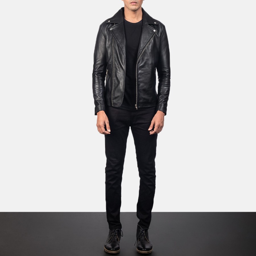 Men TheJacketMaker Gifts For Him | Noah Black Leather Biker Jacket