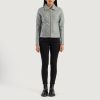 Women TheJacketMaker | Vixen Grey Classic Collar Leather Jacket