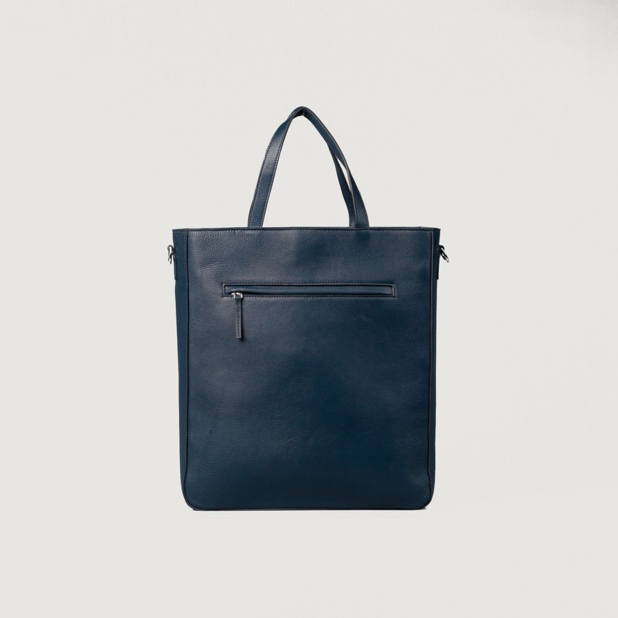 Men TheJacketMaker Travel Bags | The Poet Midnight Blue Leather Tote Bag