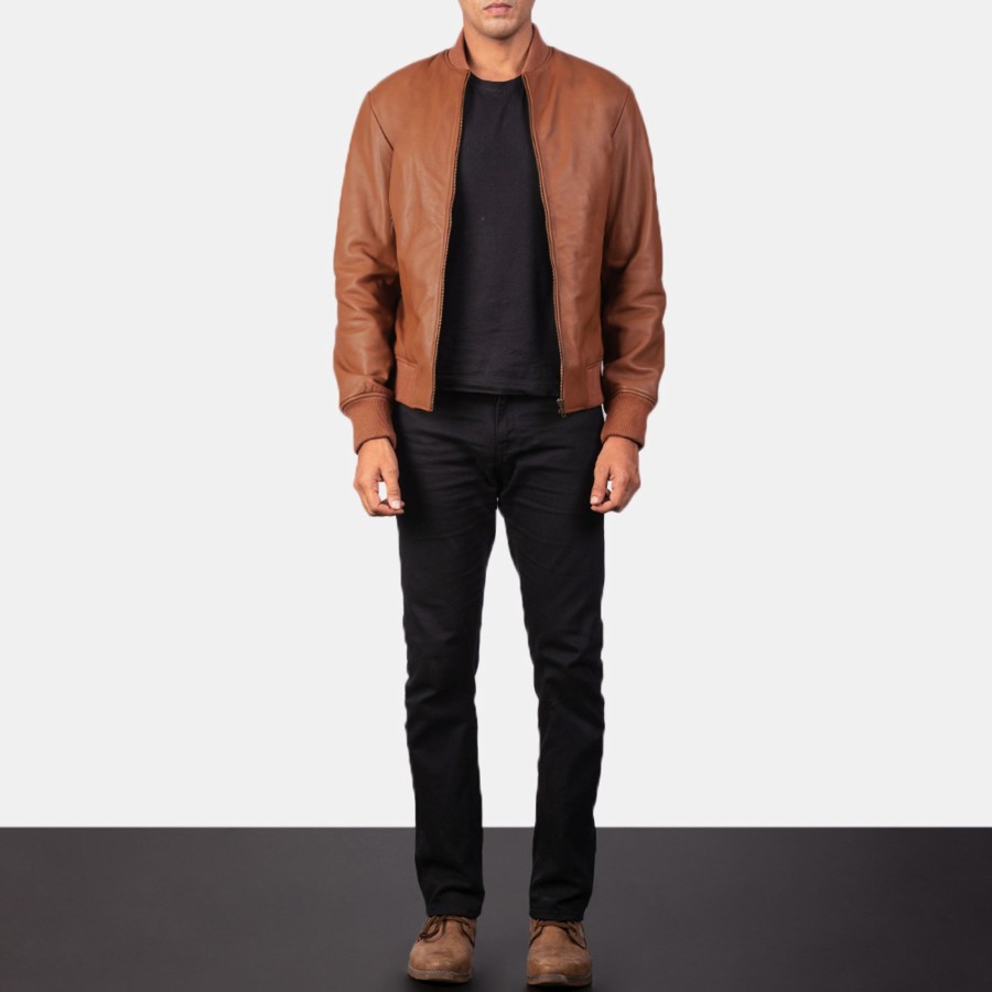 Men TheJacketMaker Gifts For Him | Shane Brown Leather Bomber Jacket