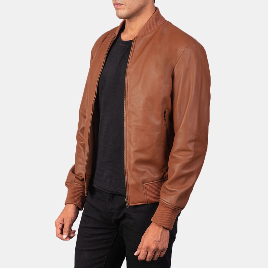 Men TheJacketMaker Gifts For Him | Shane Brown Leather Bomber Jacket