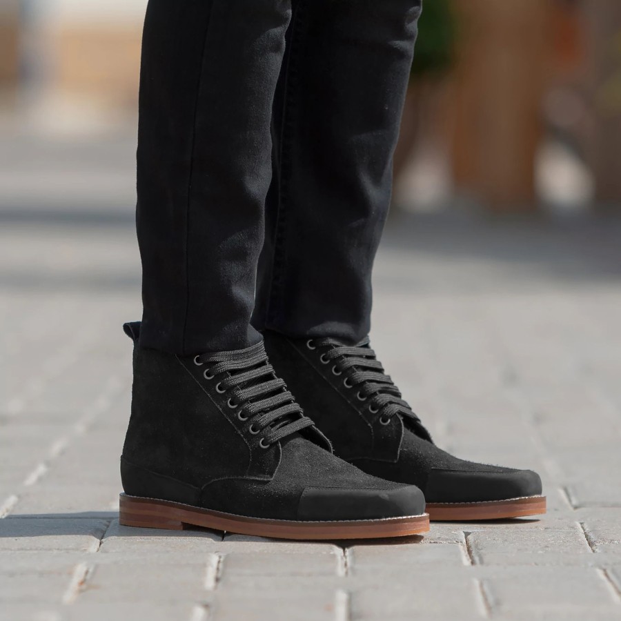 Men TheJacketMaker Leather Boots | Carnell Moc Toe Black Suede Boots