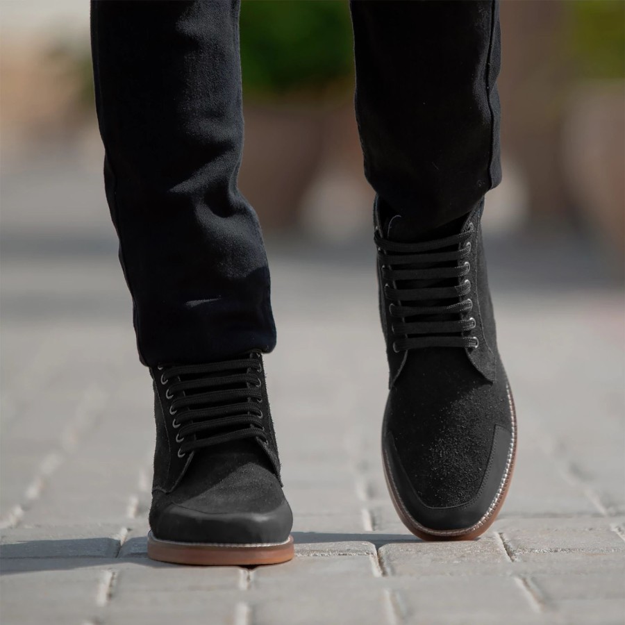 Men TheJacketMaker Leather Boots | Carnell Moc Toe Black Suede Boots