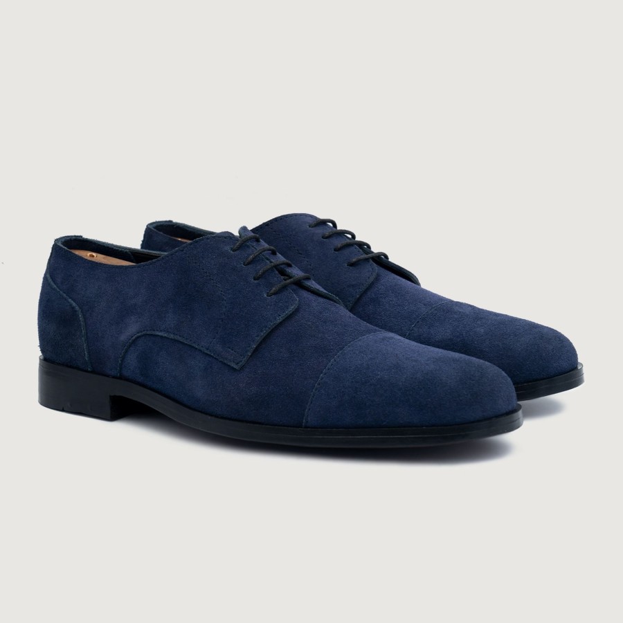 Men TheJacketMaker Dress Shoes | Attorney Derby Midnight Blue Suede Leather Shoes