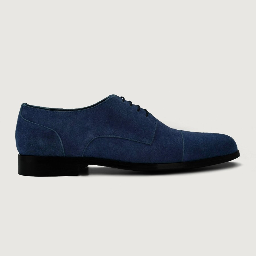 Men TheJacketMaker Dress Shoes | Attorney Derby Midnight Blue Suede Leather Shoes