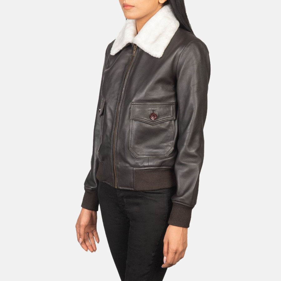 Women TheJacketMaker | Stella G-1 Brown Leather Bomber Jacket