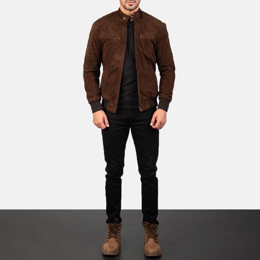 Men TheJacketMaker Gifts For Him | Sven Mocha Suede Bomber Jacket