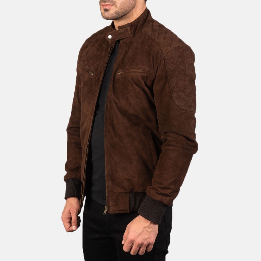 Men TheJacketMaker Gifts For Him | Sven Mocha Suede Bomber Jacket