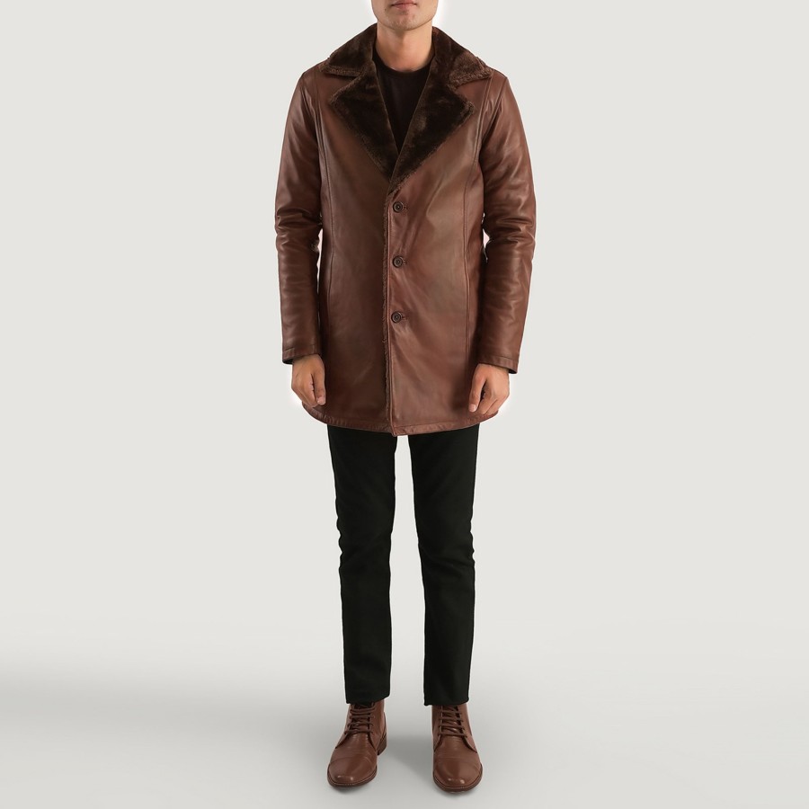 Men TheJacketMaker Gifts For Him | Cinnamon Distressed Leather Fur Coat