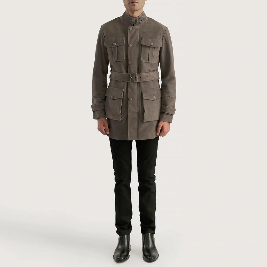 Men TheJacketMaker | Dolf Grey Suede Jacket