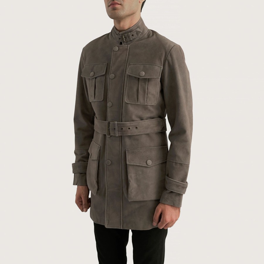 Men TheJacketMaker | Dolf Grey Suede Jacket