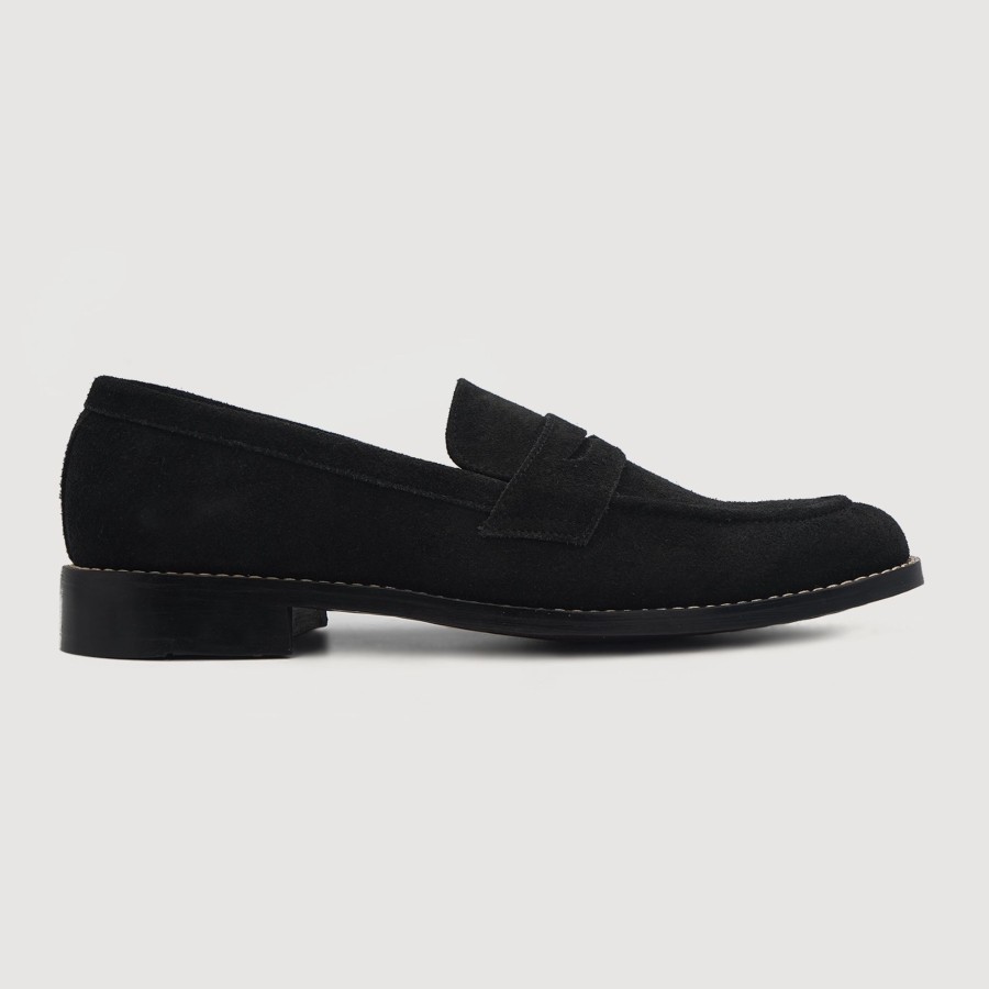 Men TheJacketMaker Leather Loafers | Baxton Black Suede Leather Loafers