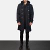 Men TheJacketMaker | Drake Black Wool Hooded Duffle Coat