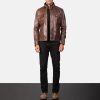 Men TheJacketMaker | Darren Brown Leather Biker Jacket