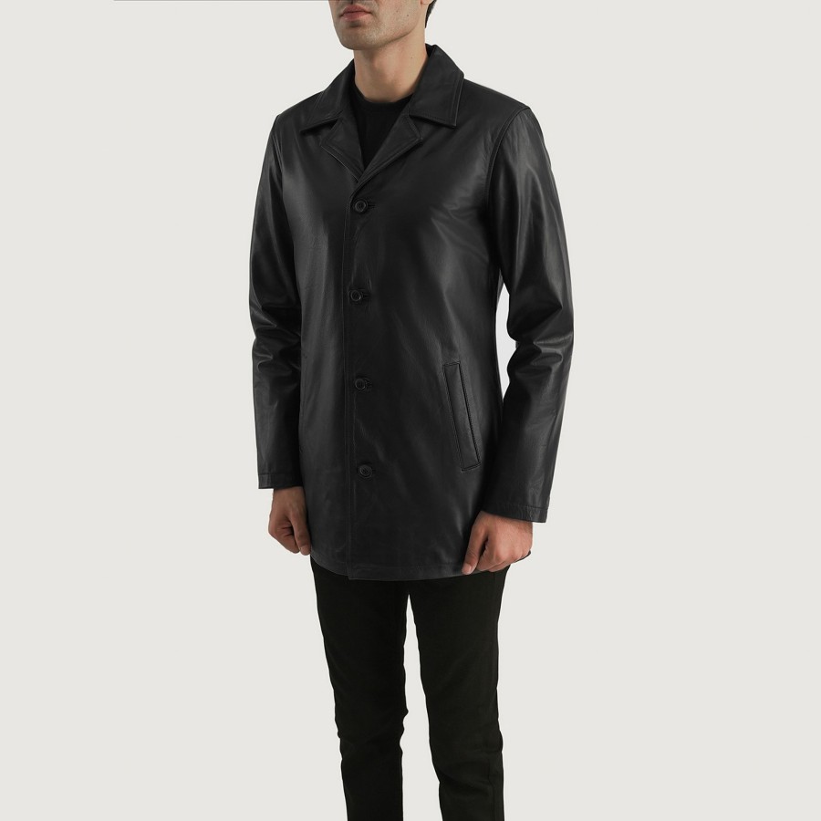 Men TheJacketMaker | Urban Slate Black Leather Coat