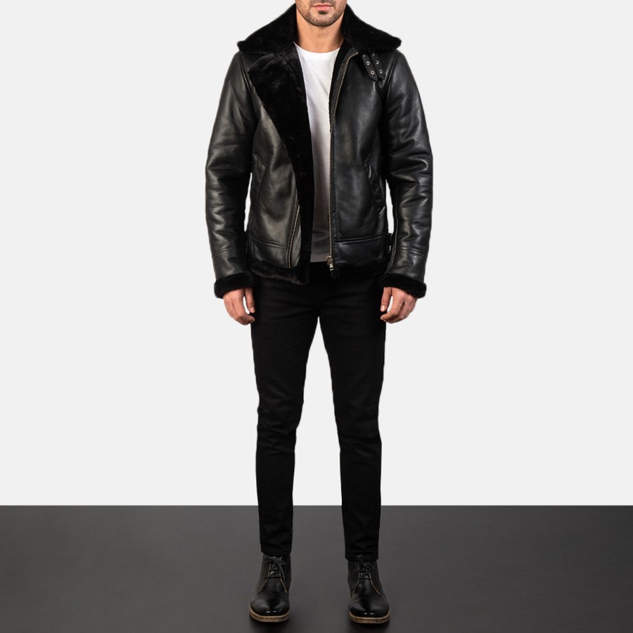 Men TheJacketMaker Gifts For Him | Francis B-3 Black Leather Bomber Jacket