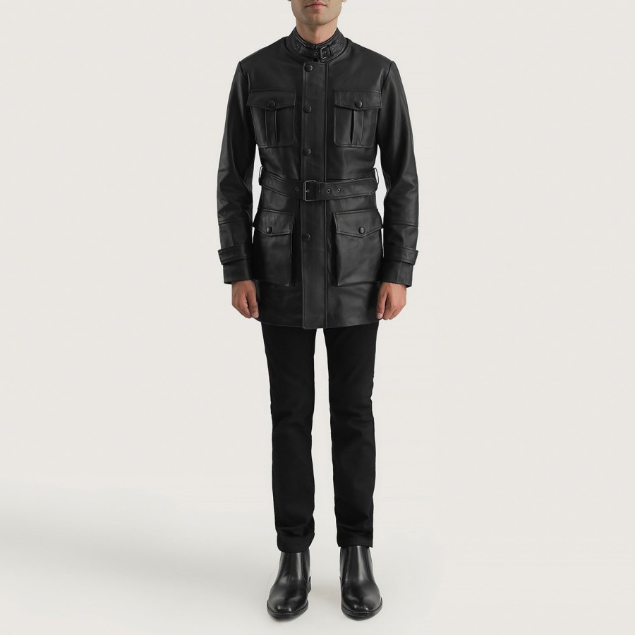 Men TheJacketMaker | Dolf Black Leather Jacket