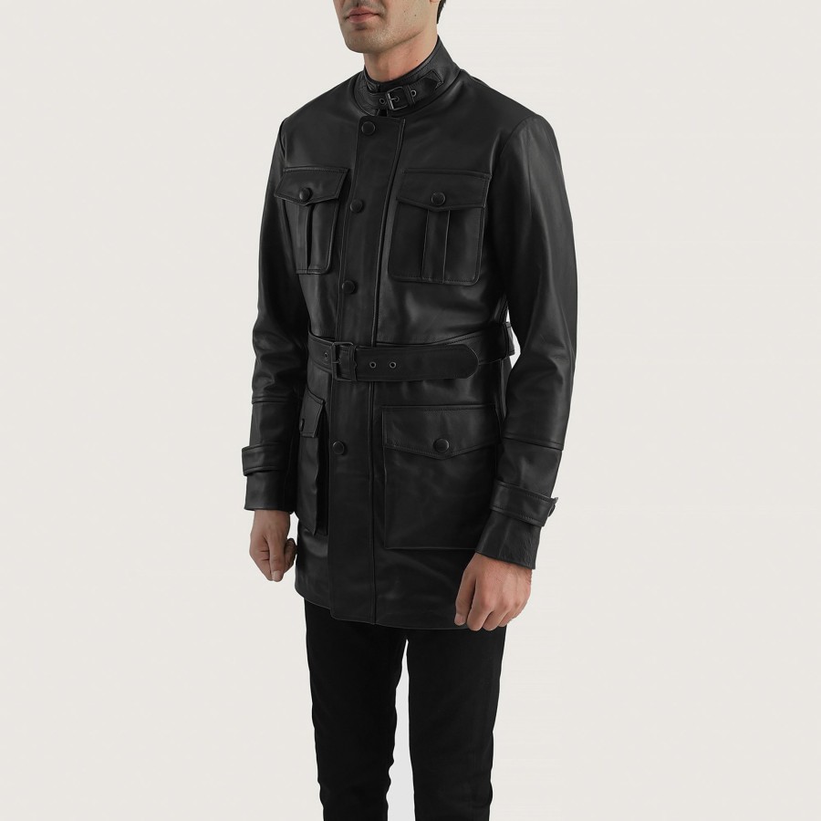 Men TheJacketMaker | Dolf Black Leather Jacket