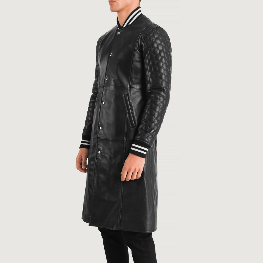 Men TheJacketMaker | Wilde Black Leather Varsity Coat