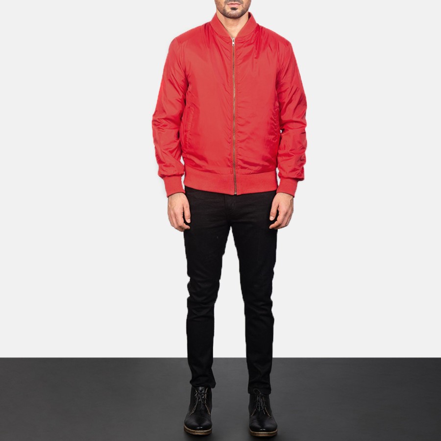 Men TheJacketMaker | Zack Red Bomber Jacket