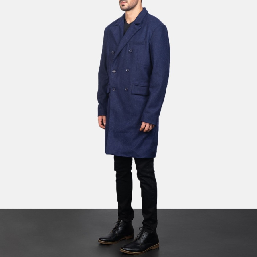 Men TheJacketMaker | Claud Blue Wool Double Breasted Coat