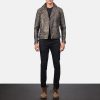 Men TheJacketMaker | Danny Quilted Brown Leather Biker Jacket