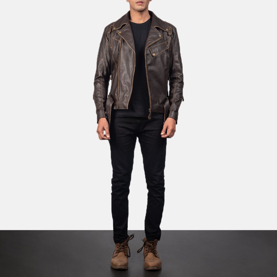 Men TheJacketMaker | Vincent Brown Leather Biker Jacket