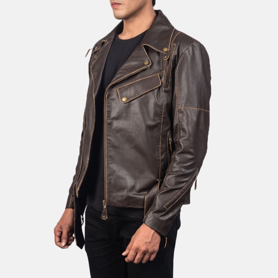 Men TheJacketMaker | Vincent Brown Leather Biker Jacket