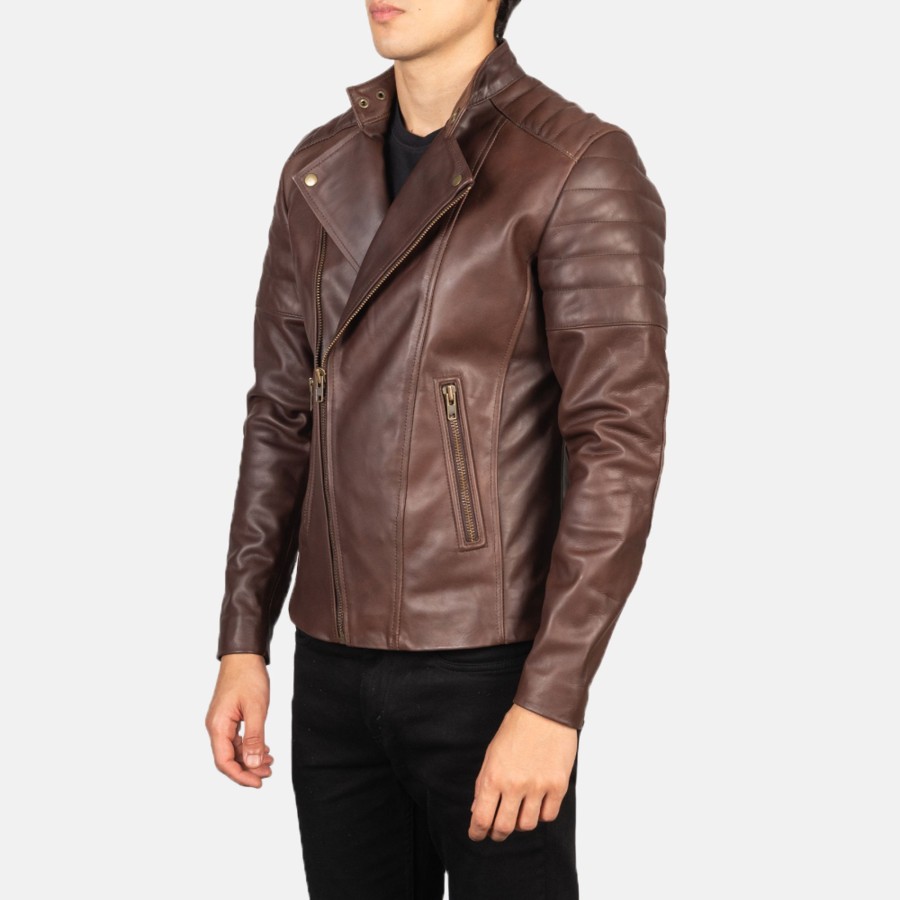 Men TheJacketMaker | Faisor Brown Leather Biker Jacket