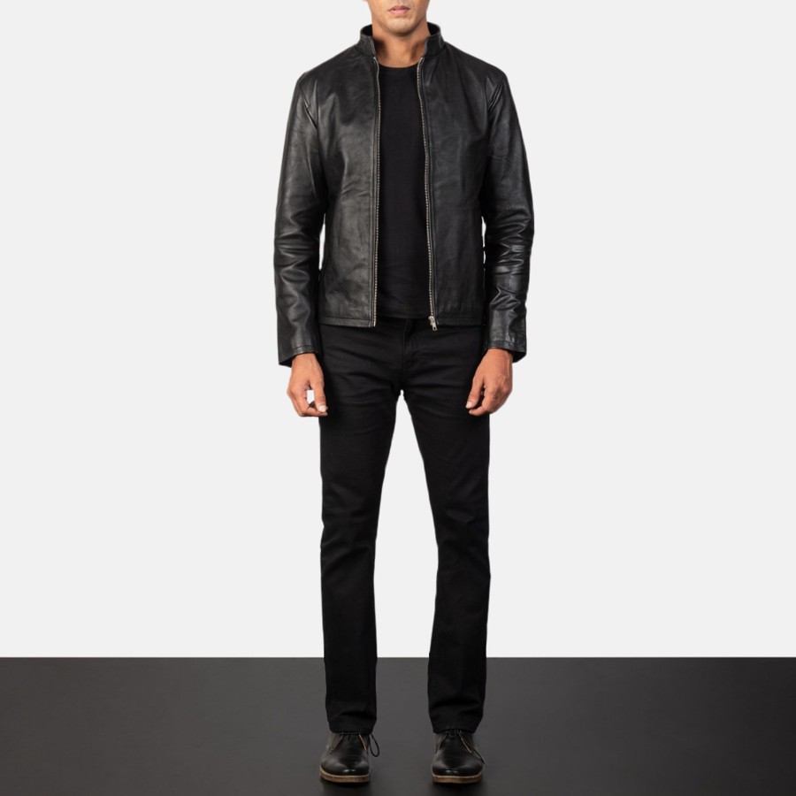 Men TheJacketMaker | Alex Black Leather Biker Jacket