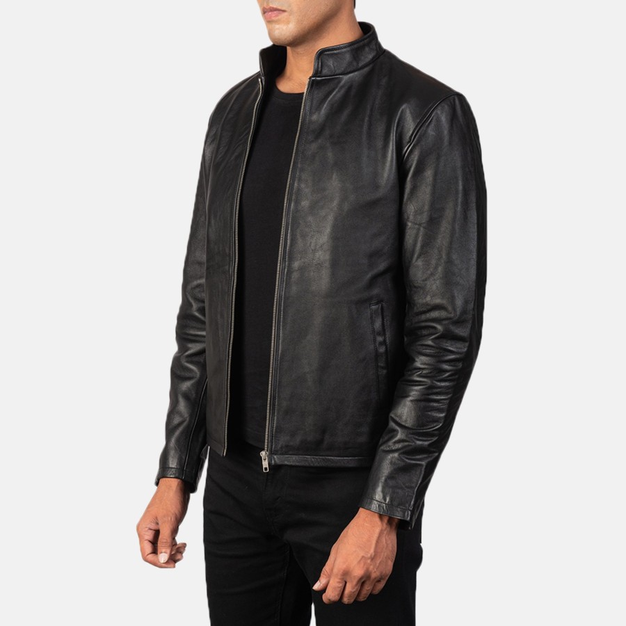 Men TheJacketMaker | Alex Black Leather Biker Jacket