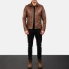 Men TheJacketMaker Gifts For Him | Lavendard Brown Leather Biker Jacket