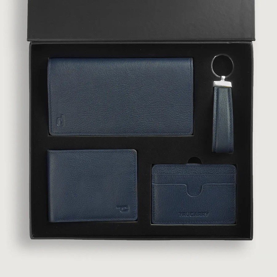 Men TheJacketMaker Gifts For Him | Timeless Taylen Blue Leather Gift Set