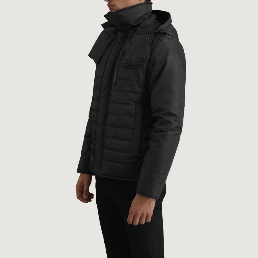 Men TheJacketMaker | Malcolm Black Hooded Puffer Jacket