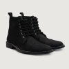 Men TheJacketMaker Leather Boots | Knight Derby Black Nubuck Leather Boots