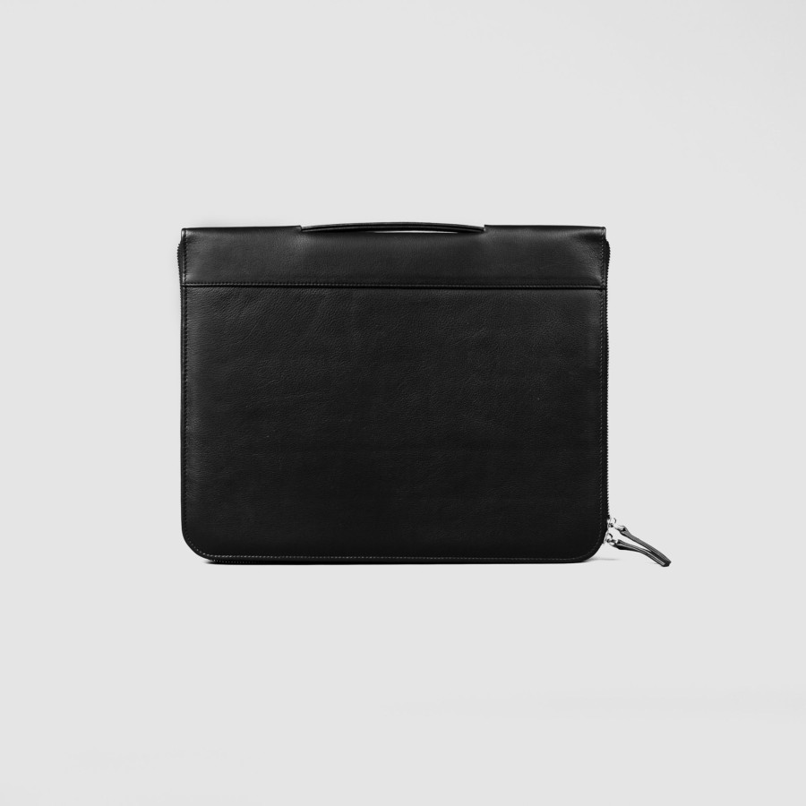 Men TheJacketMaker Business Bags | The Eclectic Black Leather Folio Organizer