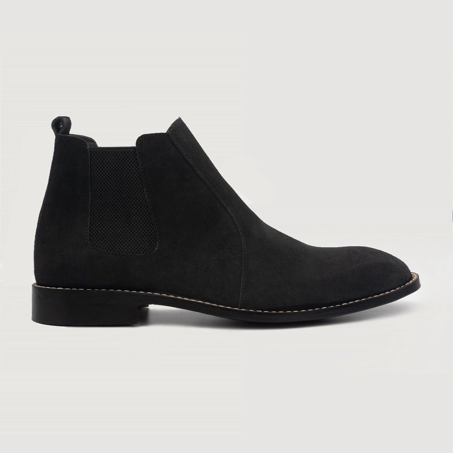 Men TheJacketMaker Leather Boots | Clarkson Chelsea Black Suede Leather Boots