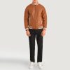 Men TheJacketMaker | Pascal Tan Brown Leather Varsity Jacket