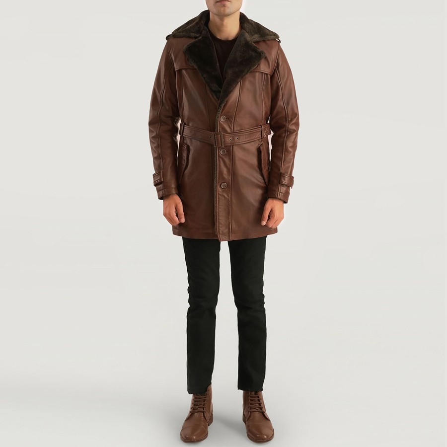 Men TheJacketMaker | Hunter Distressed Brown Fur Leather Coat