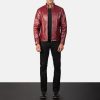 Men TheJacketMaker Gifts For Him | Alex Distressed Burgundy Leather Jacket