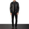 Men TheJacketMaker | Gatsby Black Leather Biker Jacket