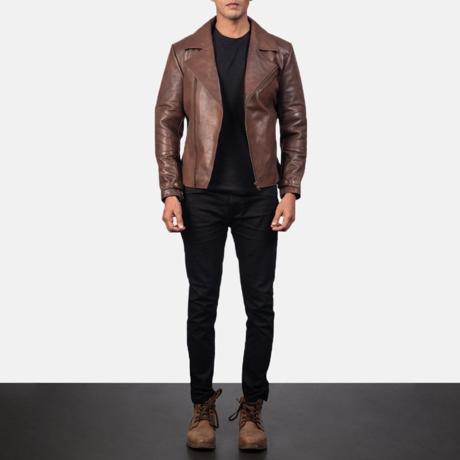 Men TheJacketMaker | Raiden Brown Leather Biker Jacket