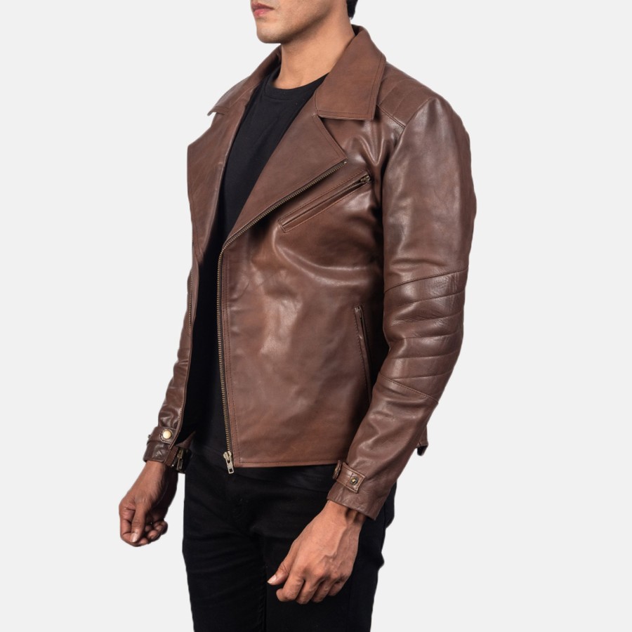 Men TheJacketMaker | Raiden Brown Leather Biker Jacket