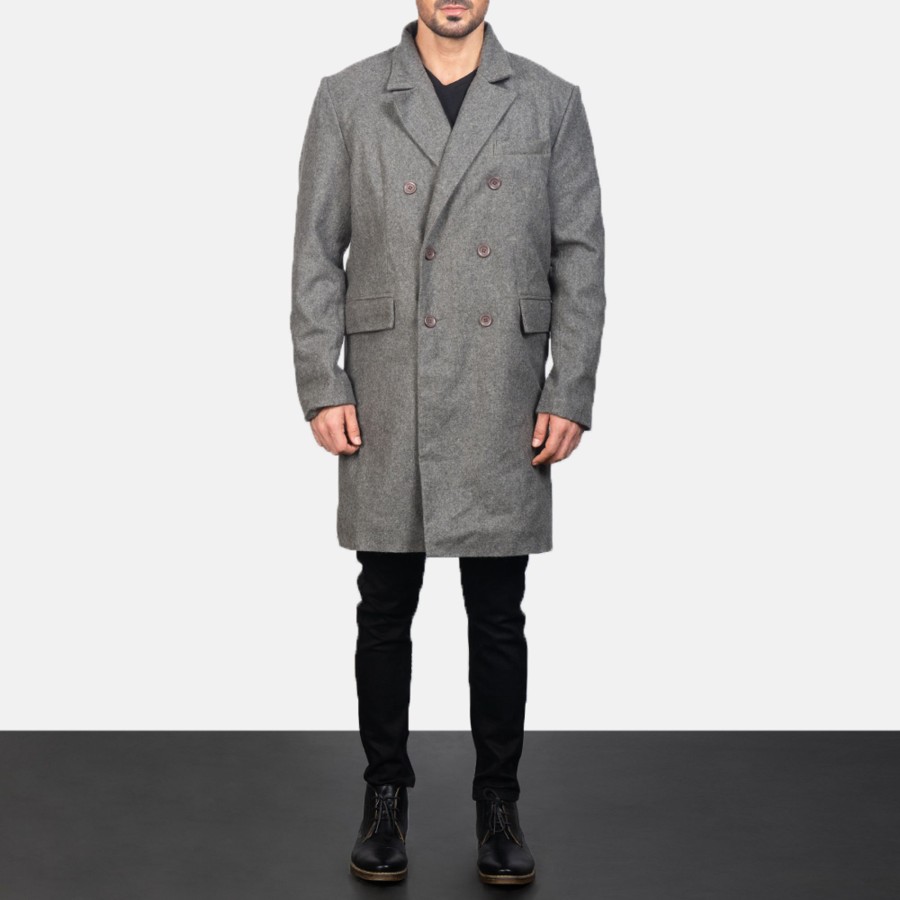 Men TheJacketMaker | Claud Grey Wool Double Breasted Coat