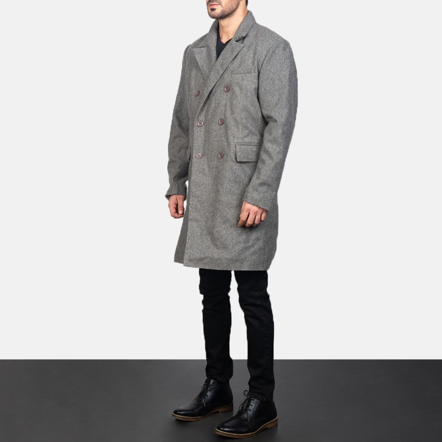 Men TheJacketMaker | Claud Grey Wool Double Breasted Coat