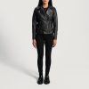 Women TheJacketMaker | Rumy Black Leather Biker Jacket