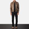 Men TheJacketMaker | Gatsby Mocha Leather Biker Jacket